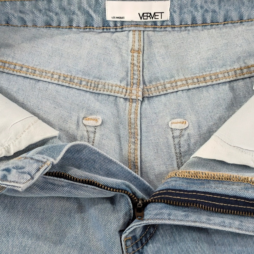 Vervet Los Angeles V2473 Distressed Wide Leg Jeans Light Wash Cotton Size 28 - Picture 8 of 16